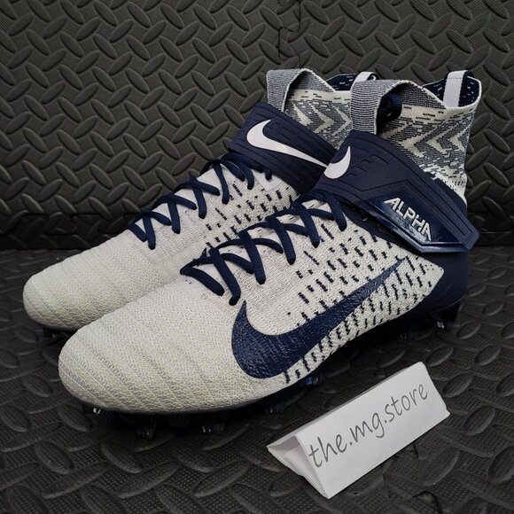 Nike Alpha Menace Elite 2 White/Navy Football Cleat Men\'s Sz 14 BV2077 101 NWOB